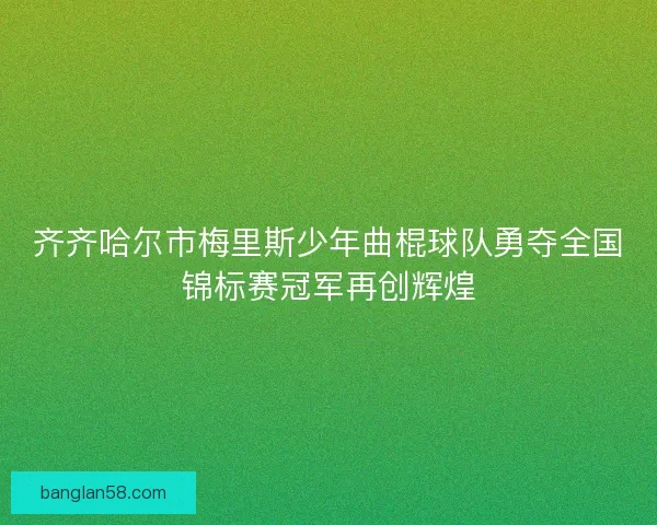 齐齐哈尔市梅里斯少年曲棍球队勇夺全国锦标赛冠军再创辉煌